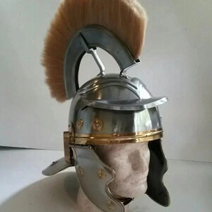 NEW Medieval Replica ROMAN CENTURION Officer Steel Helmet Lined & White Plume